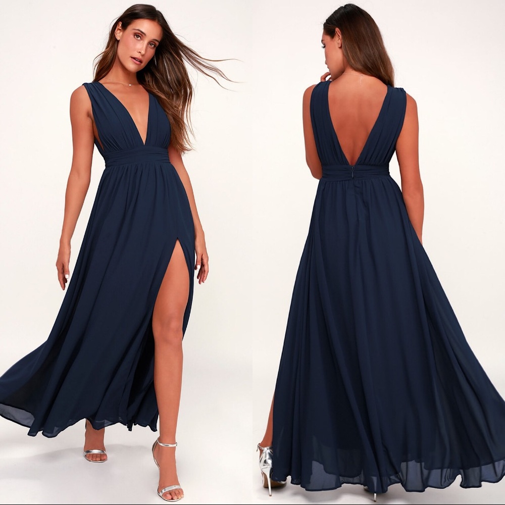 Lulus Heavenly Hues Navy Blue Maxi Dress